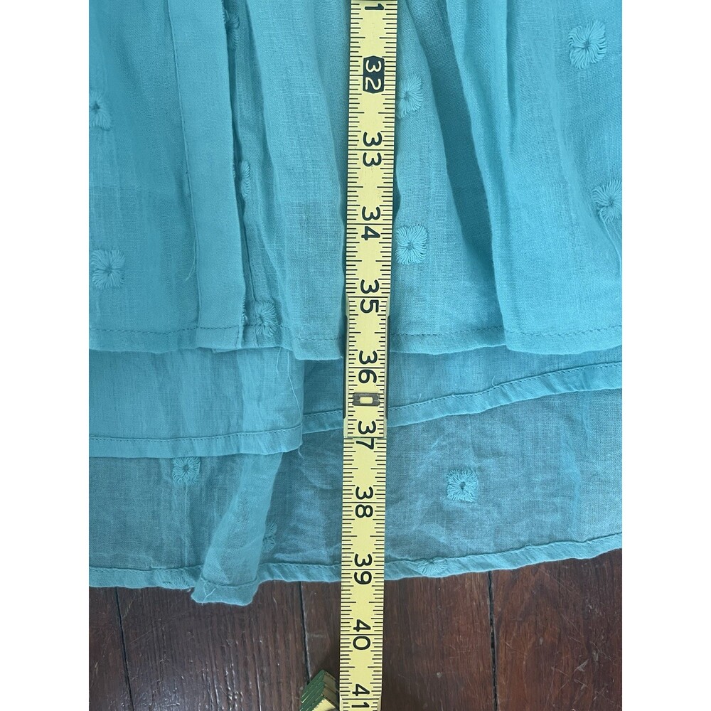 Layerz NWT 100% Cotton Collared Shirt Dress Flowy Gauzy Eyelet Seafoam Green M - Picture 12 of 12
